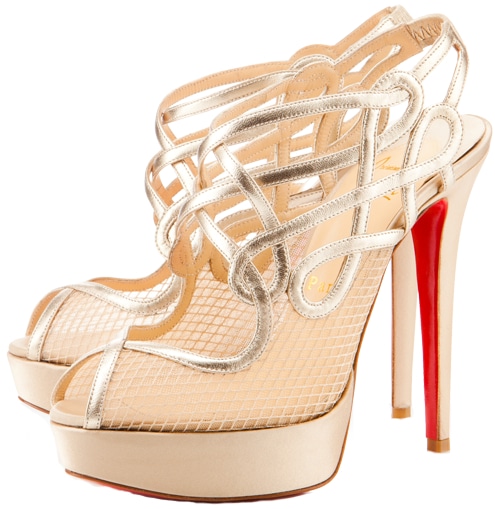 Brandaplato Champagne Fishnet Bootie Christian Louboutin Resort 2011