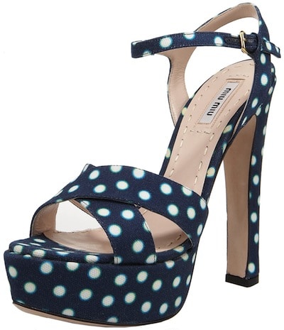 Miu Miu Blue polka dot platform sandal