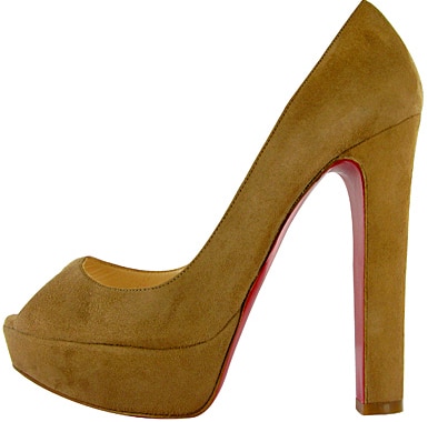 Bambou brown suede Christian Louboutin peep-toe platform pump