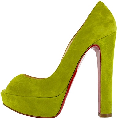 Christian Louboutin Bambou green suede peep-toe platform pump Fall 2011