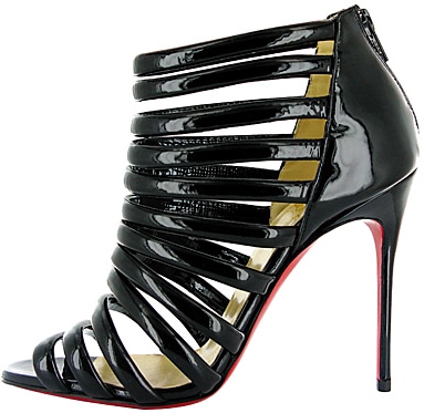 Christian Louboutin strappy open toe black patent pump fall 2011