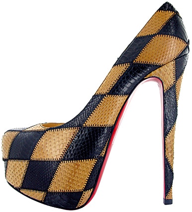 Christian Louboutin two-tone diamond python platform pump