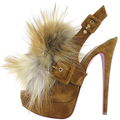 Louboutin Fall 2011 Splash Fur embellished platform slingback