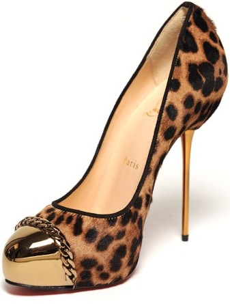 Metalipp leopard print pump