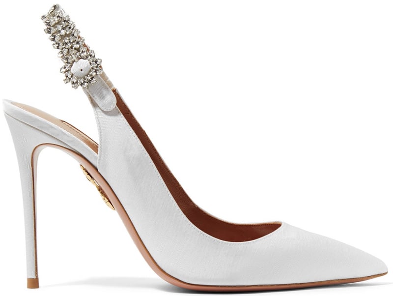 Aquazzura Portrait of a Lady crystal-embellished grosgrain slingback pumps