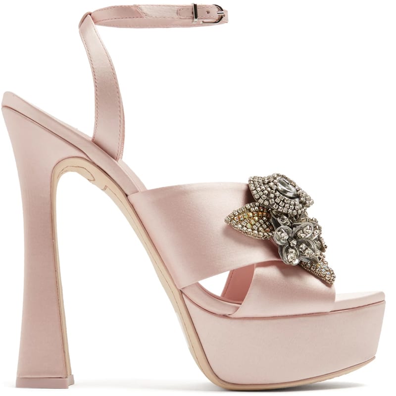 Sophia Webster Lilico floral-embellished satin platform sandals