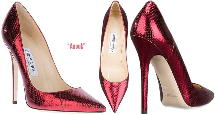 Jimmy Choo Metallic Red Watersnake Anouk Pump - Shoerazzi