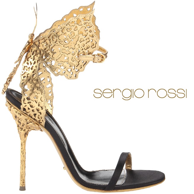 sergio rossi gold heels