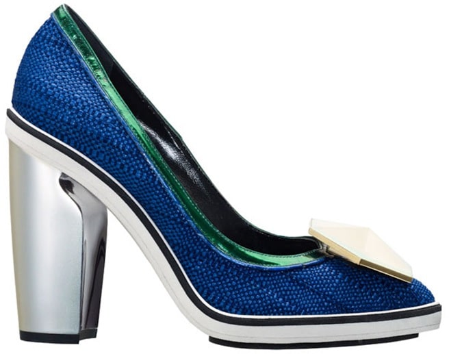 Nicholas Kirkwood blue raffia pump Spring 2014