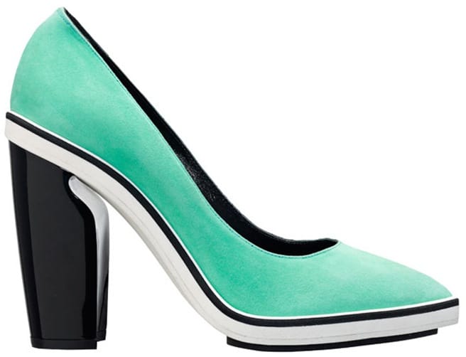 Nicholas Kirkwood green suede pointed toe pump