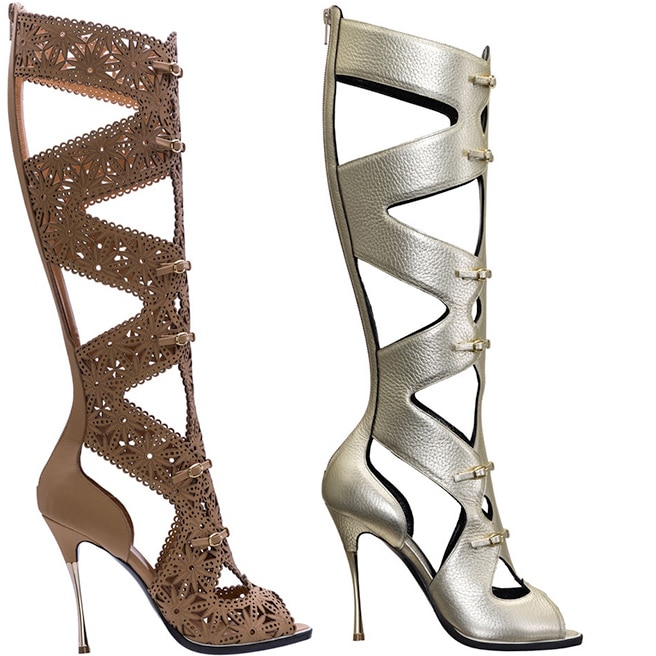 Nicholas Kirkwood nude laser cut leather gladiator sandal