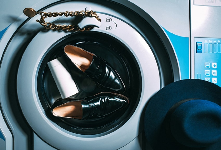 drying sneakers in a dryer