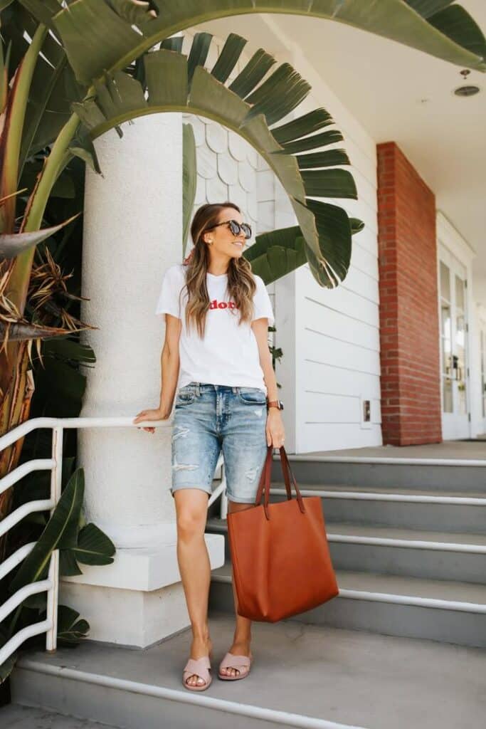 1. The Classic White Shirt + Black Shorts Look