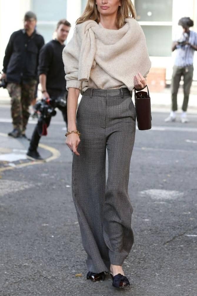 10. Try Thin Thermals Under Wide-Leg Trousers