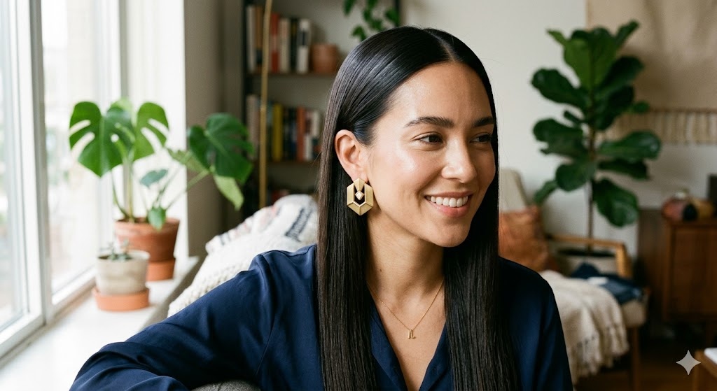 Sleek Straight Hair – Bold and Modern Studs
