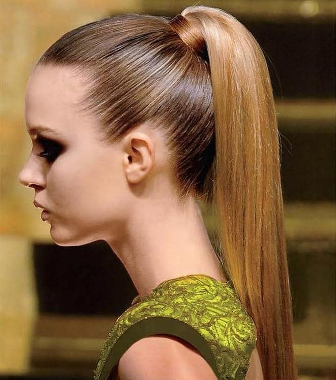 3. Halter and Vertical Necklines with Ponytails