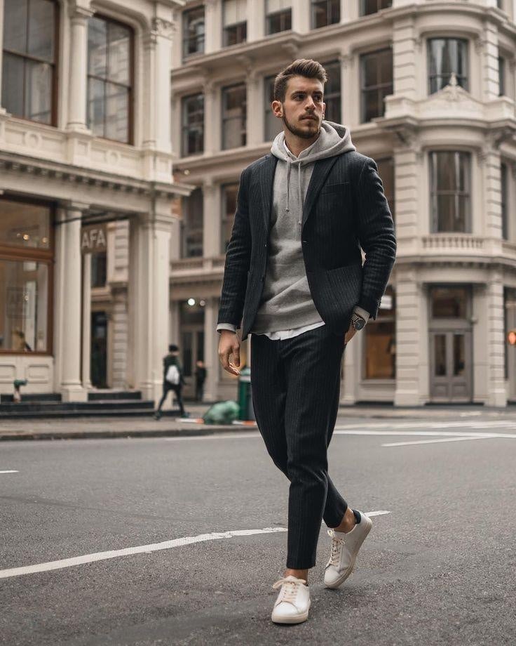 4. Add a Structured Blazer Over a Hoodie