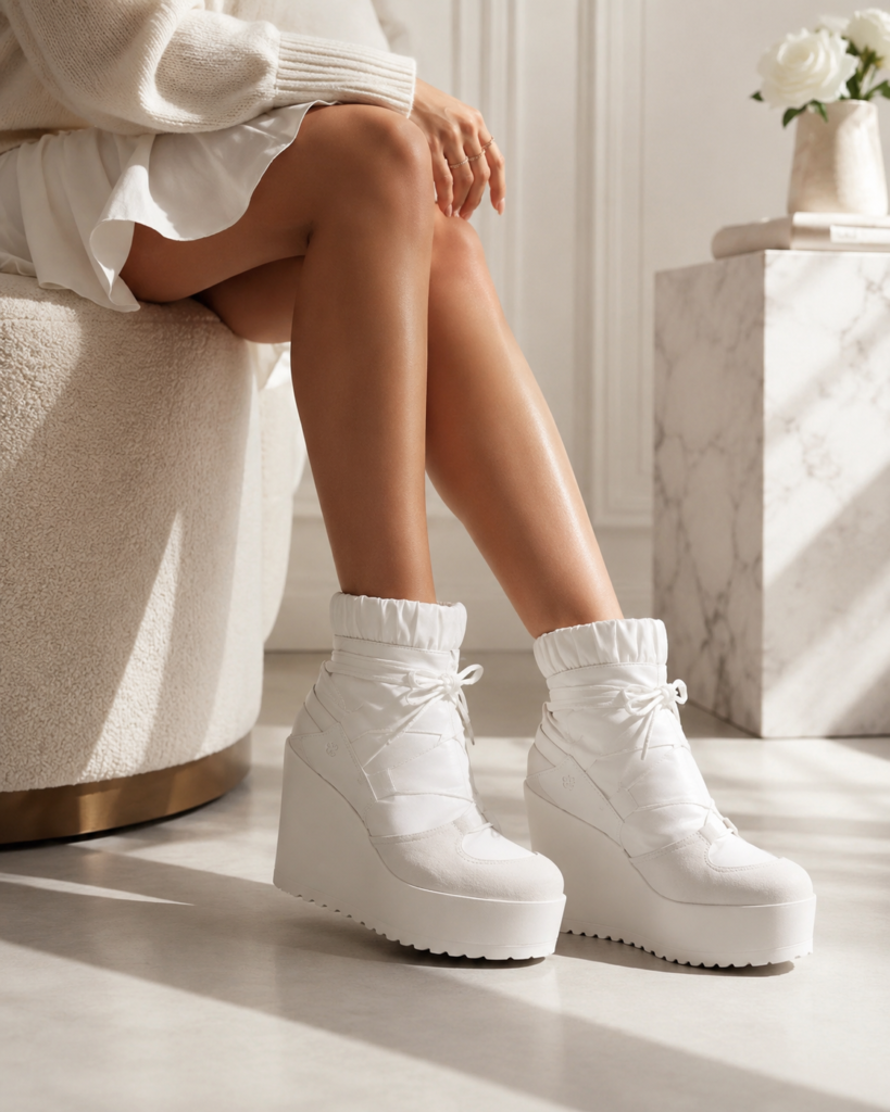 4. White Platform Boots for a Fresh Statement Look