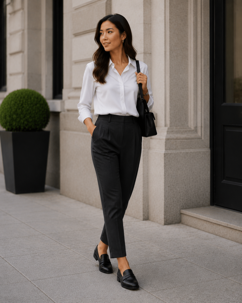 Menswear Chic: Tailored Trousers with Loafers