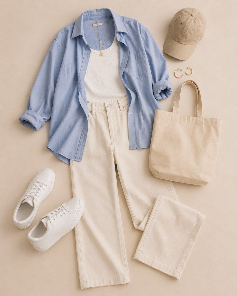 3. Oversized Shirt and Basic Layers