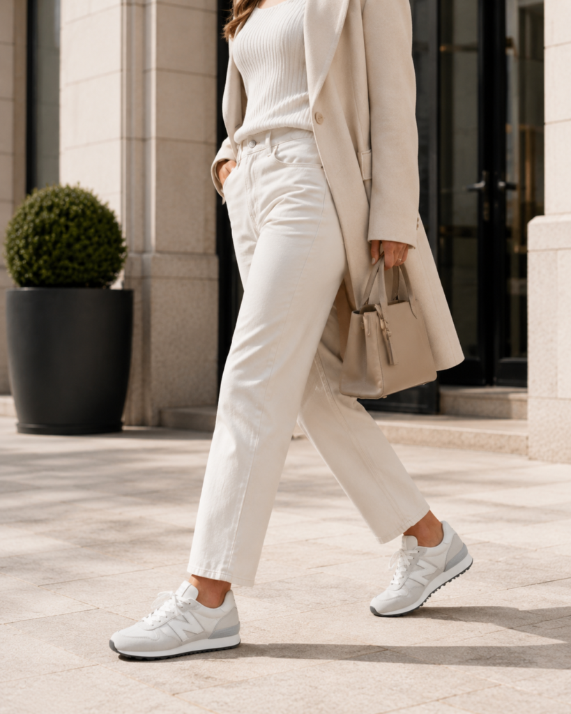 New Balance White Sneakers for Comfort and Sporty Style
