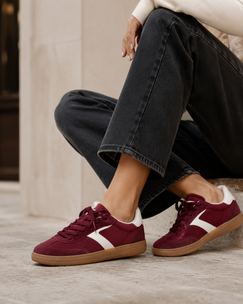 2. Bershka Burgundy Sneakers