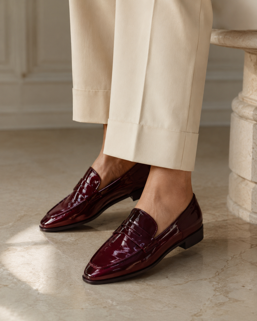12. Zara Burgundy Patent Loafers