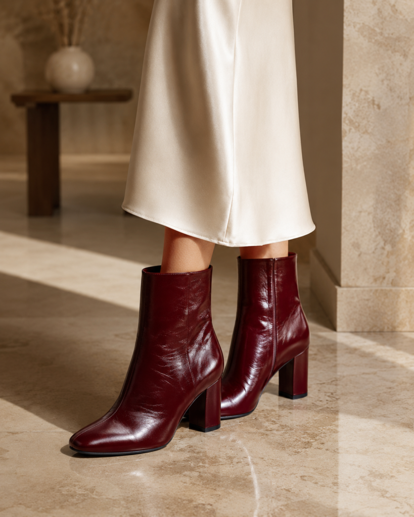 3. Zara Burgundy Ankle Boots